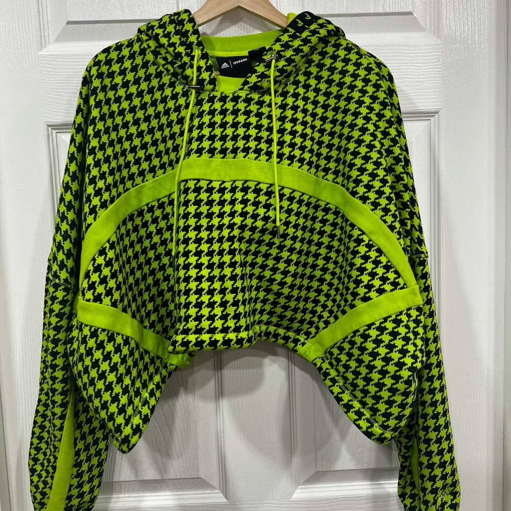 IVY PARK Neon Green and Black Houndstooth Hoodie